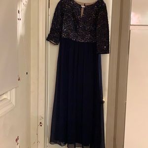 Alex Evening  A-Line Midi Gown Size 12 Navy.